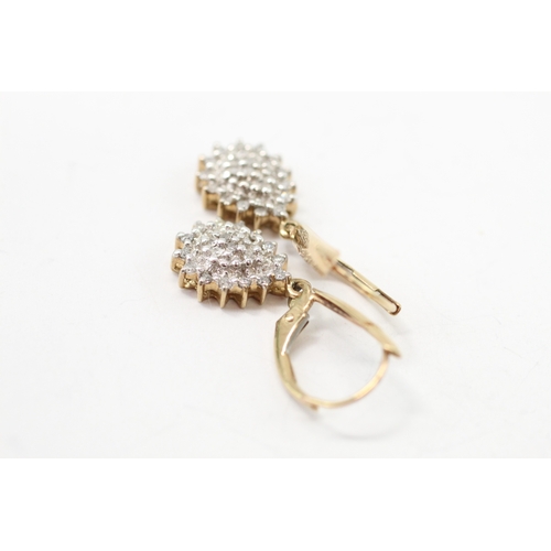 4 - 9ct gold diamond drop earrings (3g)