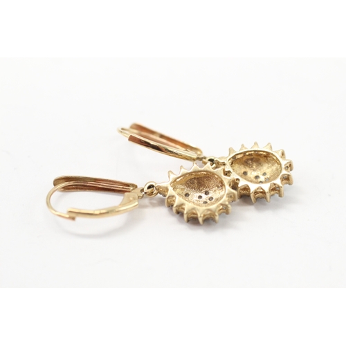 4 - 9ct gold diamond drop earrings (3g)
