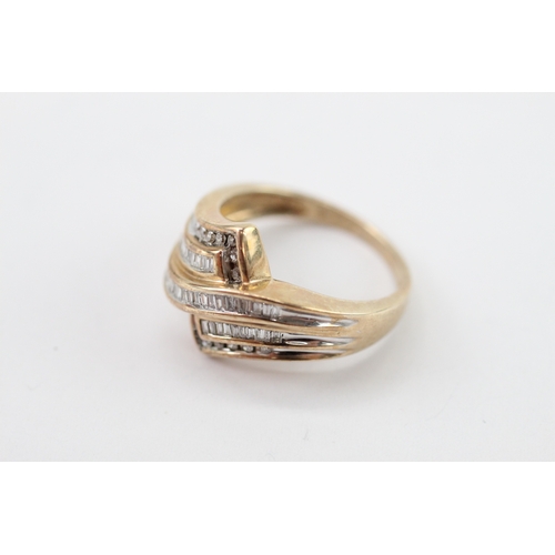 45 - 9ct gold diamond crossover ring (4.2g) Size N