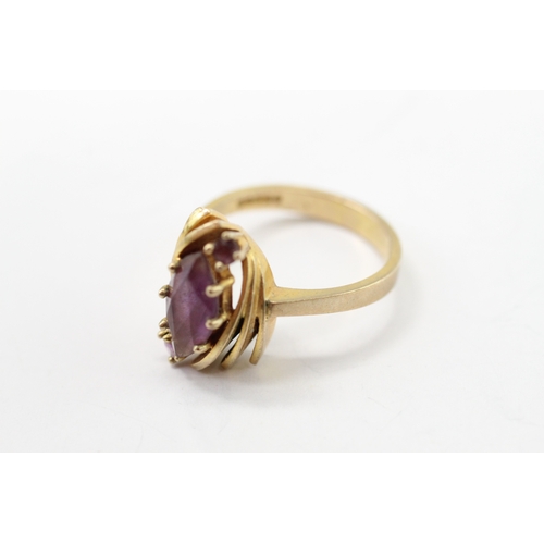 54 - 9ct gold amethyst cocktail ring (5.4g) Size Q