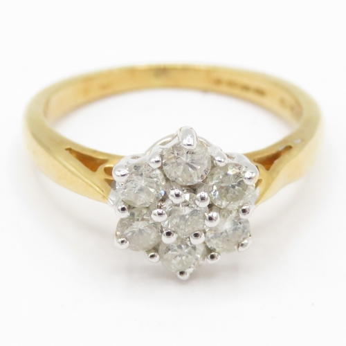 18ct gold diamond cluster ring (3.3g) Size K