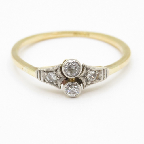 44 - 18ct gold vintage diamond 4 stone dress ring (2.4g) Size S