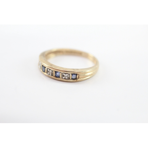 23 - 9ct gold sapphire diamond half eternity band (2.4g) Size N
