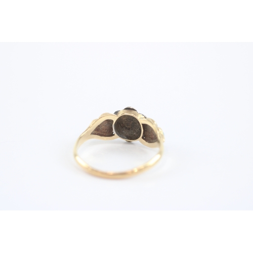 3 - 15ct gold antique turquoise floral ring a/f (2.3g) Size N