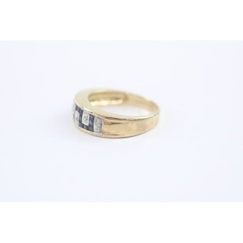 36 - 9ct gold sapphire diamond dress ring (3.1g) Size I