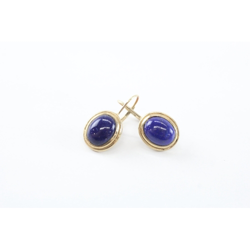 4 - 9ct gold lapis lazuli drop earrings (2.9g)