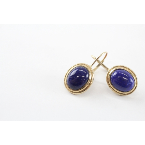 4 - 9ct gold lapis lazuli drop earrings (2.9g)