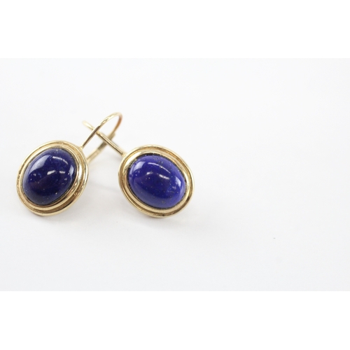 4 - 9ct gold lapis lazuli drop earrings (2.9g)