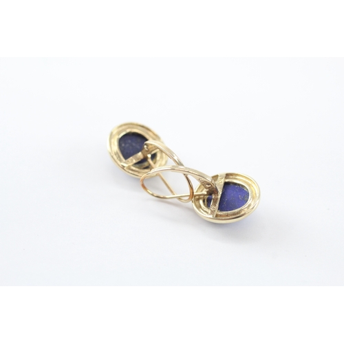 4 - 9ct gold lapis lazuli drop earrings (2.9g)