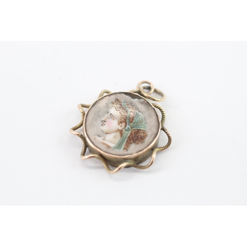 41 - 9ct gold antique enamel portrait pendant (1.71g)