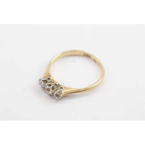 47 - 18ct gold antique old cut diamond three stone ring (2.2g) Size N