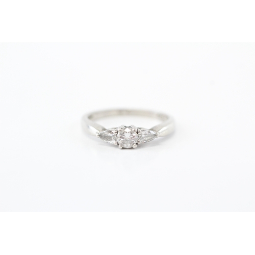 49 - .950 platinum diamond trilogy ring (4.7g) Size O 1/2