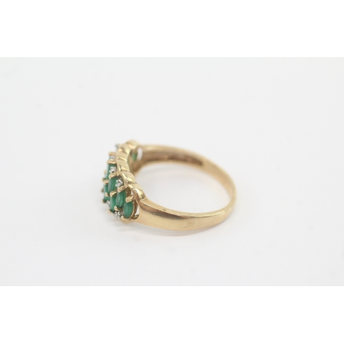 5 - 9ct gold emerald diamond dress ring (3.8g) Size U 1/2