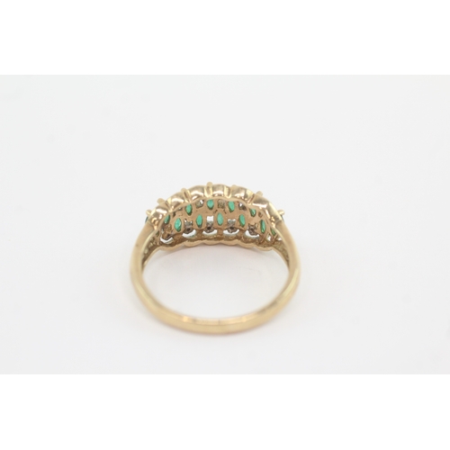 5 - 9ct gold emerald diamond dress ring (3.8g) Size U 1/2