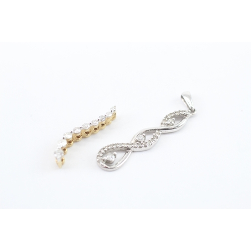 50 - x2 9ct white gold and gold diamond stone set pendants (1.77g)