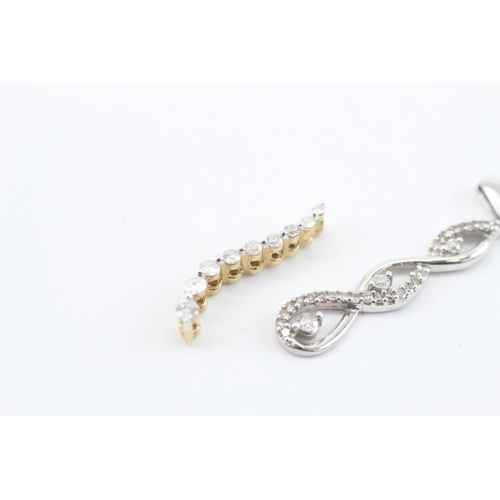 50 - x2 9ct white gold and gold diamond stone set pendants (1.77g)