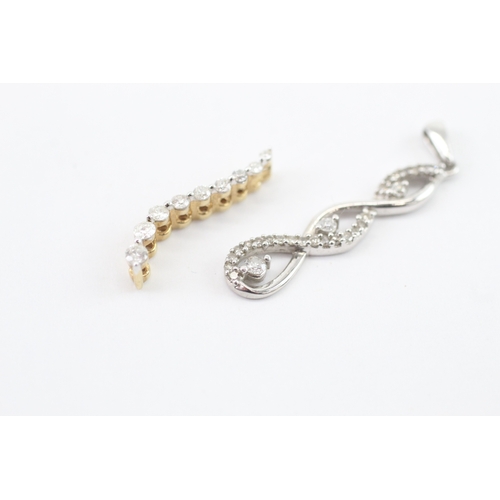 50 - x2 9ct white gold and gold diamond stone set pendants (1.77g)