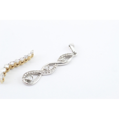 50 - x2 9ct white gold and gold diamond stone set pendants (1.77g)