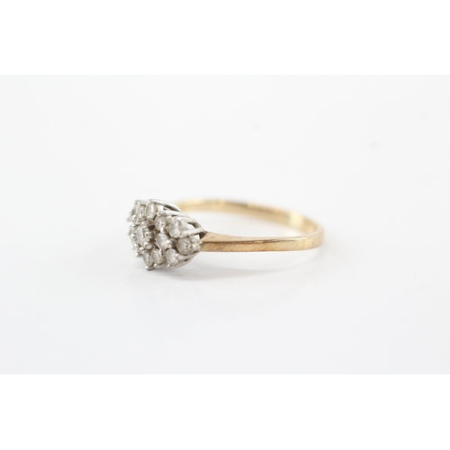 51 - 9ct gold diamond cluster ring (2g) Size L