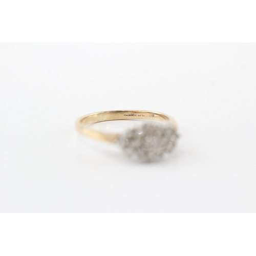 51 - 9ct gold diamond cluster ring (2g) Size L