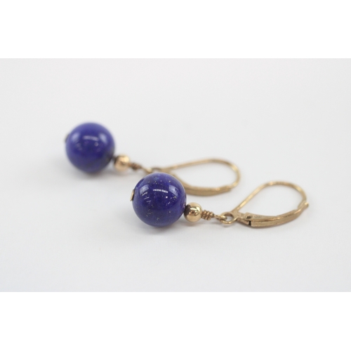 53 - 9ct gold lapis lazuli drop earrings (2.2g)