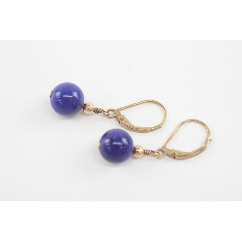 53 - 9ct gold lapis lazuli drop earrings (2.2g)