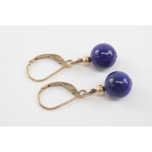 53 - 9ct gold lapis lazuli drop earrings (2.2g)