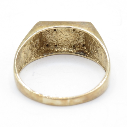 1 - 9ct gold diamond & enamel England gent's dress ring (6.7g) Size Y 1/2