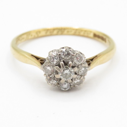 3 - 18ct gold vintage diamond cluster ring (2.5g) Size O