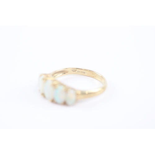 13 - 9ct gold graduated opal five stone ring (2.6g) Size N