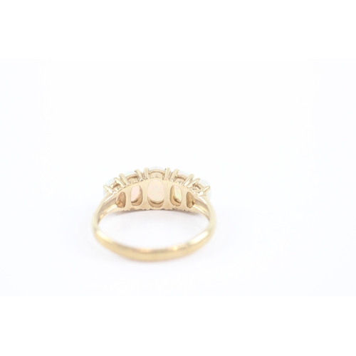 13 - 9ct gold graduated opal five stone ring (2.6g) Size N