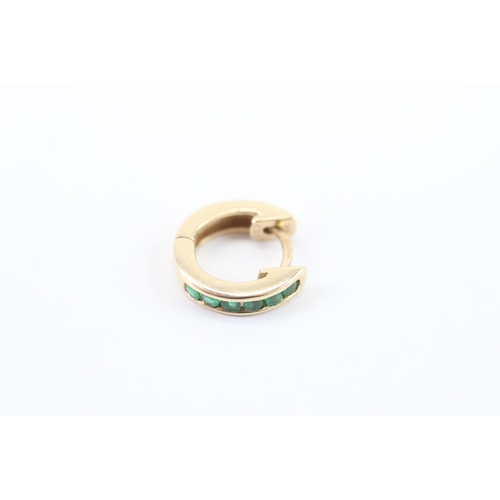 2 - 14ct gold square cut emerald drop earrings (3.5g)