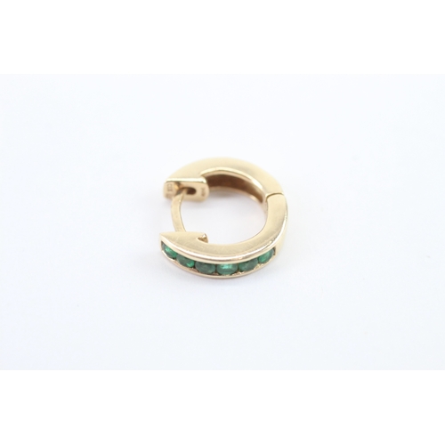 2 - 14ct gold square cut emerald drop earrings (3.5g)
