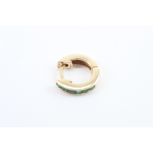 2 - 14ct gold square cut emerald drop earrings (3.5g)