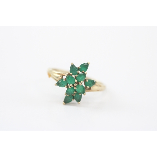 34 - 9ct gold emerald cluster ring as found (3.4g) Size V