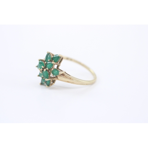 34 - 9ct gold emerald cluster ring as found (3.4g) Size V