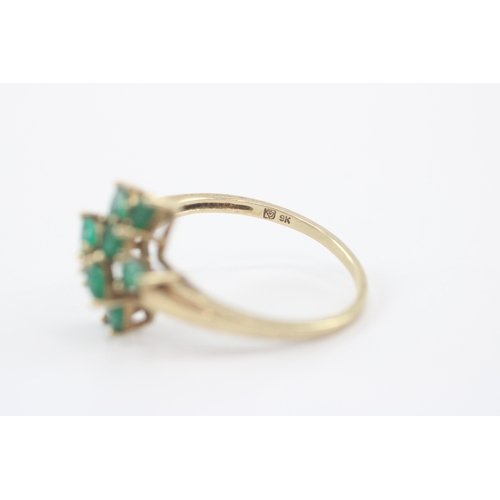 34 - 9ct gold emerald cluster ring as found (3.4g) Size V
