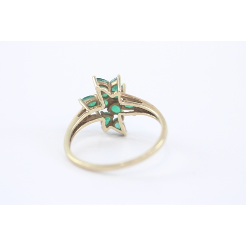 34 - 9ct gold emerald cluster ring as found (3.4g) Size V