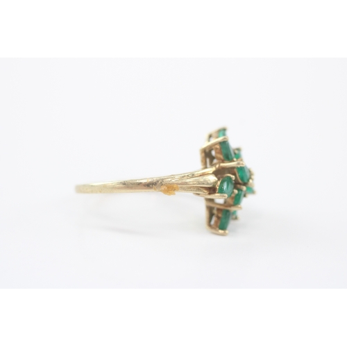 34 - 9ct gold emerald cluster ring as found (3.4g) Size V