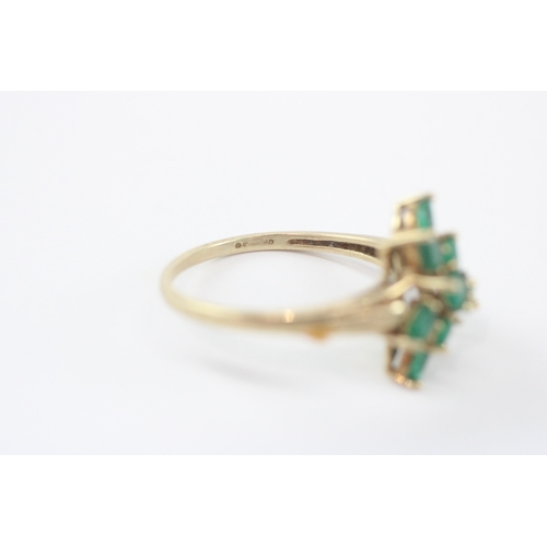 34 - 9ct gold emerald cluster ring as found (3.4g) Size V