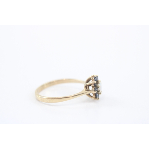 35 - 9ct gold opal sapphire cluster ring (1.6g) Size N