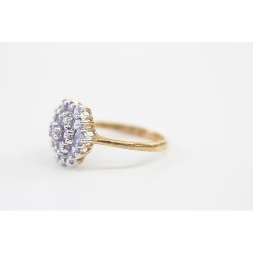 41 - 9ct gold tanzanite cluster ring (2.5g) Size P