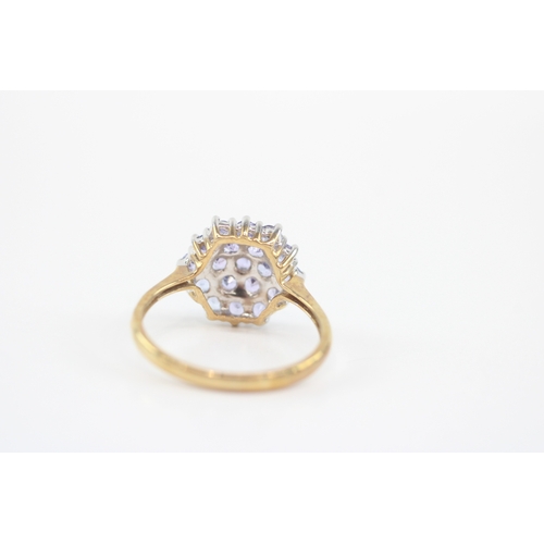 41 - 9ct gold tanzanite cluster ring (2.5g) Size P