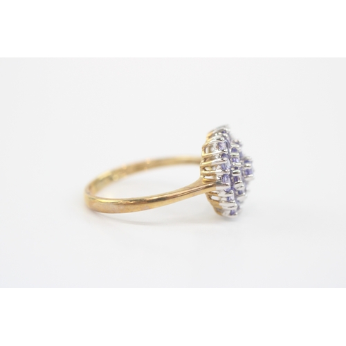 41 - 9ct gold tanzanite cluster ring (2.5g) Size P