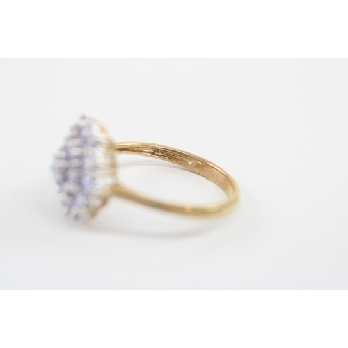 41 - 9ct gold tanzanite cluster ring (2.5g) Size P