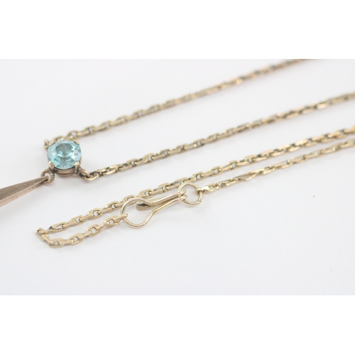 42 - 9ct gold blue zircon necklace (5.1g)
