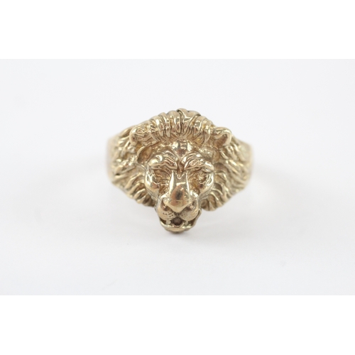 5 - 9ct gold gen's lion head ring (8.3g) Size X
