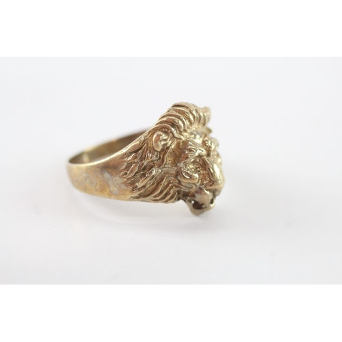 5 - 9ct gold gen's lion head ring (8.3g) Size X