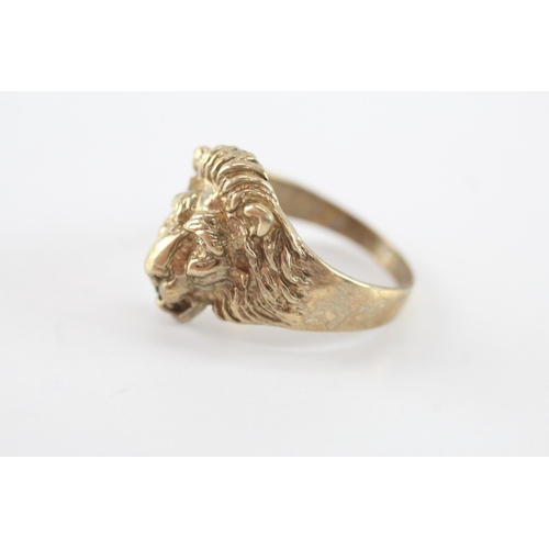 5 - 9ct gold gen's lion head ring (8.3g) Size X