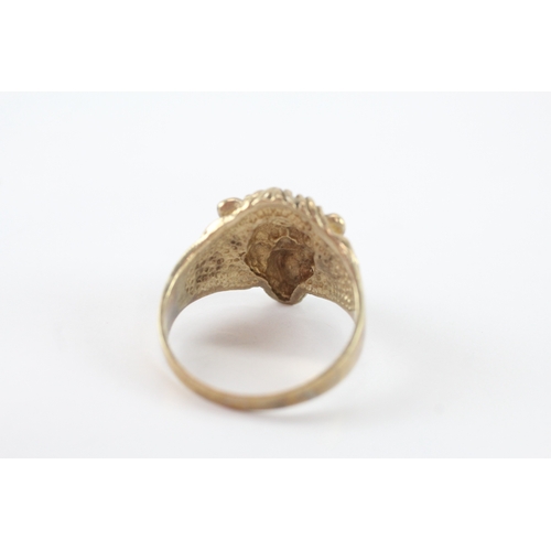 5 - 9ct gold gen's lion head ring (8.3g) Size X